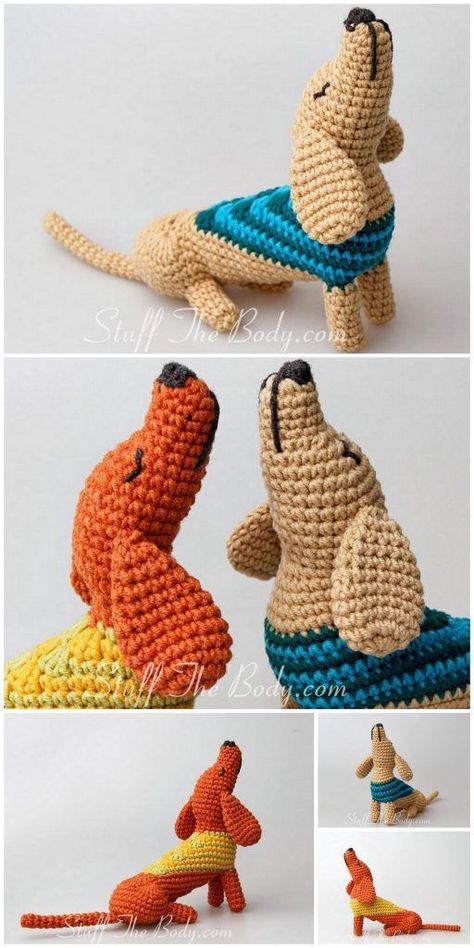 Free Knitted Animal Patterns English, Crochet Dashound, Dachshund Amigurumi Free Pattern, Daschund Crochet Pattern Free, Dachshund Crochet Pattern Free, Crochet Dogs Free Patterns, Dog Amigurumi Free Pattern, Pattern Free Amigurumi, Dog Amigurumi