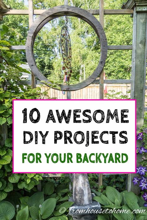 I love these awesome DIY projects for your backyard. There are all kinds of great ideas to add structure to your garden landscaping. Click through to find out more. #fromhousetohome #gardening #gardenideas #backyardideas #backyard #diyprojects #gardeningtips Outdoor Tv Screen, Diy Backyard Ideas, Taman Diy, Diy Hammock, Backyard Shade, Garden Arbor, Easy Backyard, Outdoor Diy Projects, Pallet Garden