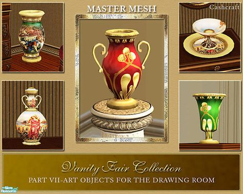 cashcraft's Vanity Fair Art Objects #Regency #decor #deco #clutter #vintage #antique #TS2 #thesims2 #customcontent #cc Decorative Set, Sims 4 Cc Furniture, Sims Community, Art Objects, Electronic Art, Sims 4 Cc, Sims 4 Custom Content, The Sims Resource, Sims Resource