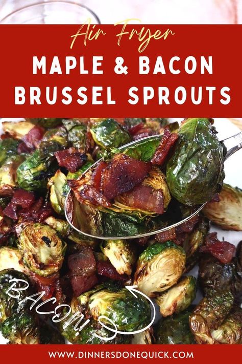 Enjoy air fryer Brussel sprouts as a delicious side dish combined with bacon and maple syrup. That's right, this recipe just takes 3 main ingredients! #dinnersdonequick #brusselsprouts #howtocookbrusselsprouts #airfryerbrusselsprouts #brusselsproutswithbacon #brusselsproutsrecipes #brusselsproutsinairfryer #brusselsproutsandbacon #brusselsproutsairfryer #howtocookbrusselsproutsinairfryer Maple Brussel Sprouts, Maple Bacon Brussel Sprouts, Air Fryer Brussels Sprouts, Air Fryer Veggies, Fried Brussel Sprouts, Crispy Brussel Sprouts, Yummy Vegetable Recipes, Brussels Sprouts With Bacon, Bacon Brussel Sprouts