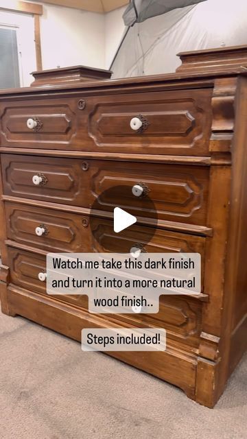 Ciera | Restore Reimagined LLC on Instagram: "Dark Stain ➡️ Natural . Steps included in the reel, read below for more in depth information! ⬇️

These are my personal favorite steps to achieve a natural/light stain finish…

1) Apply chemical stripper, working in sections. You want to be sure to coat your sections generously but not to the point of it becoming “sloppy” as the stripper processes, you may notice it starting to look as if it’s drying out, when that happens I apply a bit more over those sections to ensure it does not dry out which will cause the stripper to not work as effectively. 

2) Wood bleach - I buy the powder form that you mix into hot water. When doing so make sure you are using a mask AND gloves, as well as a good ventilated area. I applied two coats for this dresser, Refinished Wood Nightstand, Stain Washing Wood, Dark Wood Furniture Makeover, Furniture Bleach, Stained And Painted Furniture, Dresser Restoration, Wood Bleach, Wood Dressers Makeover, Dresser Remodel