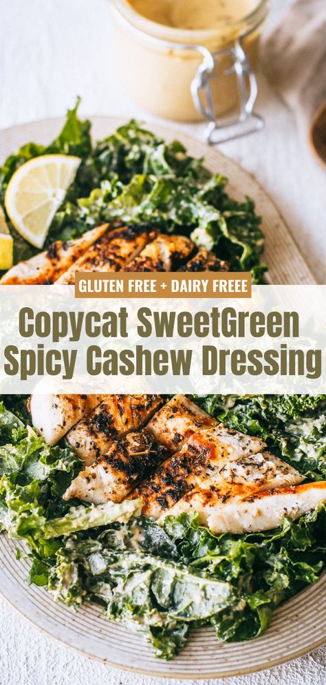 Sweet Green Salad Dressing Recipes, Cashew Salad Dressing Recipes, Cashew Ceaser Salad Dressing, Sweet Green Spicy Cashew Dressing Recipe, Vegan Cashew Salad Dressing, Sweet Green Dressing Recipes, Sweet Greens Copycat Recipes, Vegan Cashew Dressing, Sweetgreen Spicy Cashew Dressing Recipe