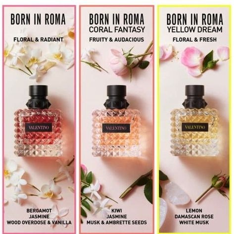 Valentino Donna Born In Roma Perfume Valentino Parfum, Valentino Donna Born In Roma, Valentino Born In Roma, Valentino Perfume, Valentino Beauty, Born In Roma, Fragrances Perfume Woman, Inspiration Tattoos, Perfume Collection Fragrance