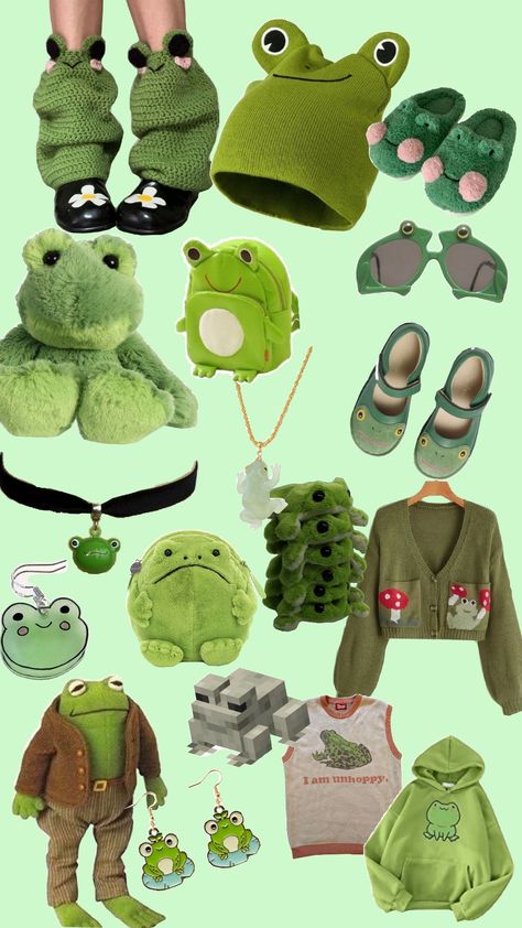 #frog #frogs #froggy Frog Hat Outfit, Frog Themed Outfit, Frog Aesthetic Outfit, Frog Outfit Aesthetic, Frog Inspired Outfit, Froggy Aesthetic, Frog Clothes, Frog Shoes, Frog Fashion