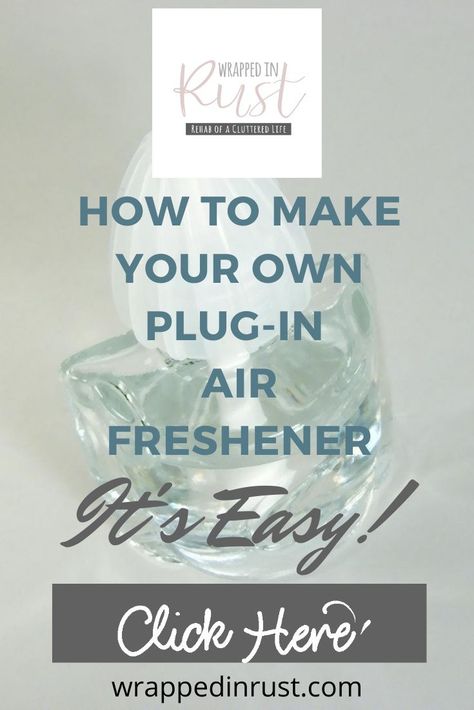 If you want a fresh-smelling home without all the chemicals, make your own plug-in air freshener with these simple instructions. #wrappedinrustblog $diyairfreshener #handmadegifts Diy Room Air Freshener, Homemade Plug In Refills Diy, Plug In Hacks Air Freshener, Air Fresheners Diy How To Make, Plug In Air Fresheners Diy, Diy Air Wick Plug In Refill, Diy Glade Plug In Refill Essential Oils, Diy Plug In Refills Essential Oils, Diy Air Freshener Plug In Refill