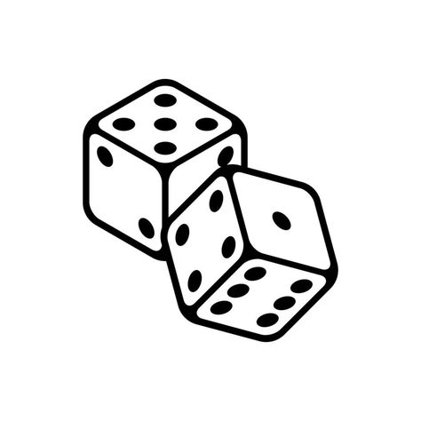 pair of dice vector icon Dice Clipart Black And White, Simple Dice Drawing, Lucky 7 Dice Tattoo, Dice Tattoo Minimalist, Dice Drawing Easy, Dice Outline Tattoo, Dice Flash Tattoo, Two Dice Tattoo, Fuzzy Dice Drawing