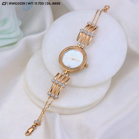 Gold Watch Designs For Women, Antique Gold Watches Women, Gold Watches Women Jewellery, Gold Bangle Watch, Watches Women Simple, Antique Gold Bracelet, Dior Watch, Mangal Sutra, Golden Watch