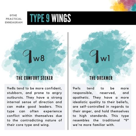 The Practical Enneagram on Instagram: “Your wings can have a significant impact on your personality. On the surface, 9w8s and 9w1s rarely seem like they share a core type.⁣ ⁣…” Enneagram Type 9 Wing 1 Vs 8, Enneagram 9 Wing 1, 9w8 Aesthetic, 9 Wing 8, Infj Thoughts, Enneagram Overview, Infp 9w1, Enneagram Wings, Enneagram 9w1