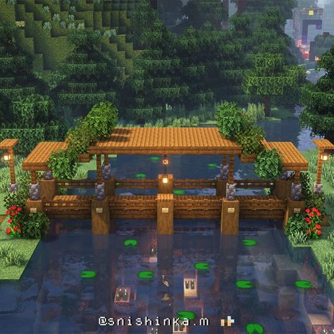 Minecraft Quest Board, Minecraft Easy Bridge, Cute Minecraft Bridge Cottage Core, Minecraft Bridge Ideas Cottagecore Long, Asian Bridge Minecraft, Minecraft Glass Bridge, Huge Bridge Minecraft, Minecraft Cottage Core Bridge, Simple Bridge Minecraft