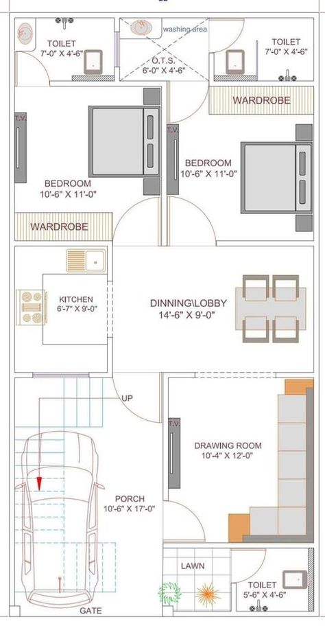 Small House Design Floor Plan, 30x50 House Plans, 20x30 House Plans, Budget House Plans, House Plan Design, 20x40 House Plans, 30x40 House Plans, 2bhk House Plan, Bungalow Floor Plans