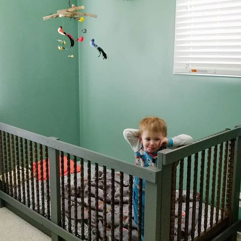 DIY Toddler Crib for Transitioning to a Toddler Bed Toddler Floor Bed With Rails, Crib On Floor, Floor Crib Diy, Toddler Floor Bed Diy Boy, Diy Floor Bed With Rails, Floor Crib Bed, Crib Mattress On Floor, Crib To Floor Bed Diy, Bed Rails For Toddlers Diy