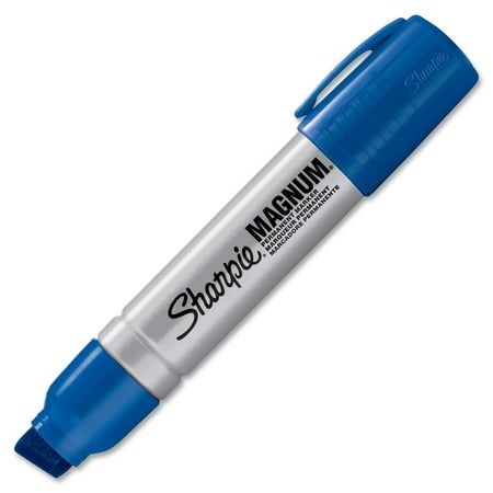 Product Information Marker Point: Jumbo Marker Point Size: 15.87 mm Marker Point Style: Chisel Ink Color: Blue Refillable: No Retractable: No Barrel Color: Silver Barrel Material: Plastic Features: Quick-drying Ink, Water Resistant, Xylene-free, Non-toxic Miscellaneous Recycled: No Assembly Required: No Country of Origin: United States Sharpie Permanent Markers, Tattoo Stencil Outline, Deal Kent, Highlighters Markers, Writing Supplies, Discount Card, Permanent Marker, Marker Pen, Bold Black