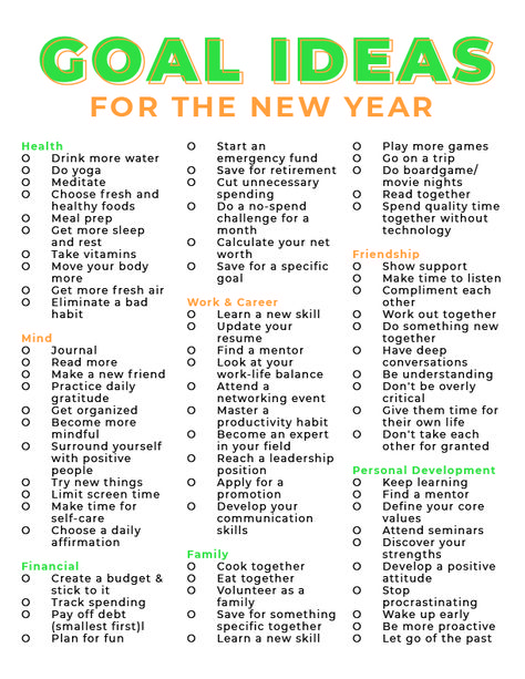 Free Goal Printables, Ideas For The New Year, Life Goals List, 5am Club, Goals List, Goal Ideas, Goals Template, Goal List, Year Goals