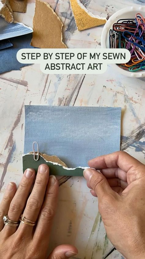 The process of making sewn abstract art by Whitney Alyssa in 2022 | Landscape art quilts, Diy paper crafts decoration, Sewing art Crafts Easter, Collage Art Projects, Paper Collage Art, Collage Art Mixed Media, Fabric Christmas Ornaments, Sewing Art, Paper Collage, Fabric Art, Paper Crafts Diy