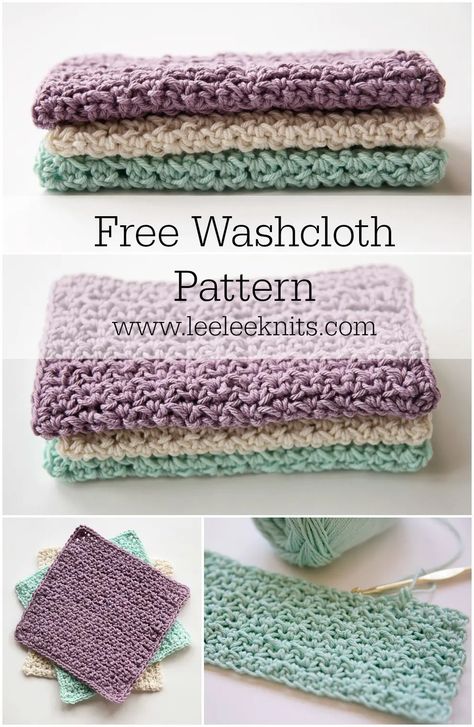 Crochet Washcloth Pattern - Beginner Friendly and Free - Leelee Knits Crochet Washcloth Free Pattern, Crochet Washcloth Free, Crochet Lamp, Crochet Washcloth Pattern, Dishcloth Crochet Pattern, Washcloth Pattern, Crochet Dishcloth, Crochet Washcloth, Knit Dishcloth