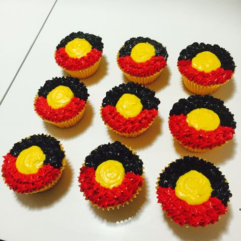 NAIDOC Week Cupcakes Aboriginal Flag Naidoc Week Activities, Citizenship Party, Reconciliation Week, Aboriginal Day, Educational Toddler Activities, Food Work, Stem Activities Preschool, Aboriginal Education, Aboriginal Flag