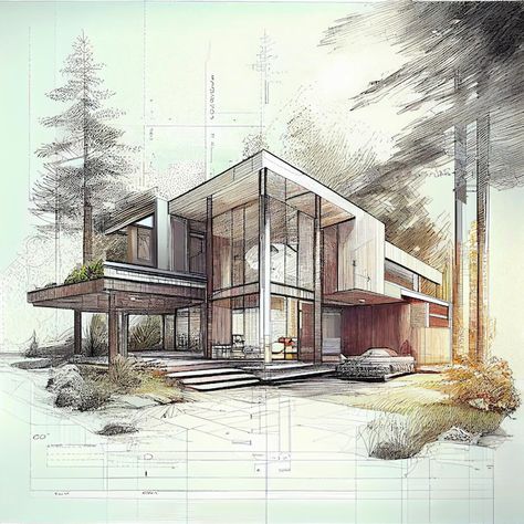 Luxury house architecture drawing sketch... | Premium Photo #Freepik #photo #house-blueprint #house-sketch #architecture-design #architecture-plan Interior Architecture Sketch, House Design Drawing, Architecture Blueprints, Furniture Design Sketches, Perspective Drawing Architecture, Interior Design Renderings, Interior Architecture Drawing, Plans Architecture, House Design Exterior