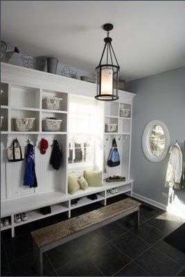 organized Mudroom With Window In Middle, Mudroom With Window, Off Center Window, Mudroom Cubby, Laundry Remodel, Ikea Laundry Room, Laundry Room/mudroom, Window Mudroom, Laundry Room/mud Room