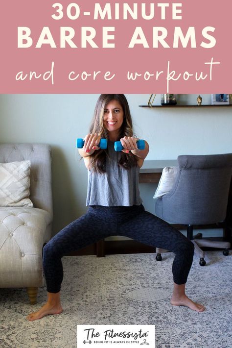 This is a barre arms and core workout that you can do anywhere. All you need is a light pair of dumbbells, ranging from 2-5 lbs. Hi friends! Hope you had a happy weekend and that that those of you who were celebrating Father’s Day enjoyed the holiday with those you love. We had backyard… Arms And Core Workout, Fat Burning Arm Workout, Barre Arms, Endurance Exercises, Barre Arm Workout, Side Glutes, Arm Workout For Women, Upper Body Muscles, Core Workout Videos