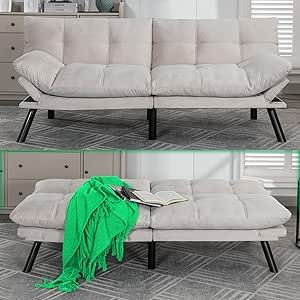 Anwick Modern Futon Couch Bed Sofa: Velvet Fabric Quick Folding Armrest Space-Saving Convertible 2 Seater Loveseat for Living Room Bedroom Small Rooms Apartment (Cream) Small Apartment Room, Rooms Apartment, Modern Futon, Sofa Velvet, Futon Couch, Futon Sofa Bed, Interior Decorating Styles, Bedroom Small, Futon Bed