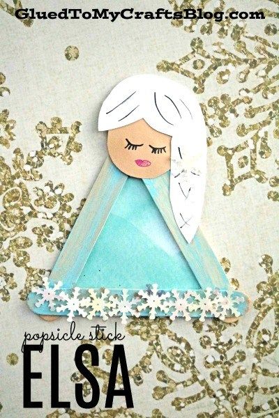 Popsicle Stick Elsa- Kid Craft Elsa Crafts, Frozen Christmas Decorations, Disney Princess Crafts, Popsicle Stick Crafts For Adults, Disney Crafts For Kids, Popsicle Stick Crafts House, Anna Craft, Frozen Crafts, Frozen Decorations