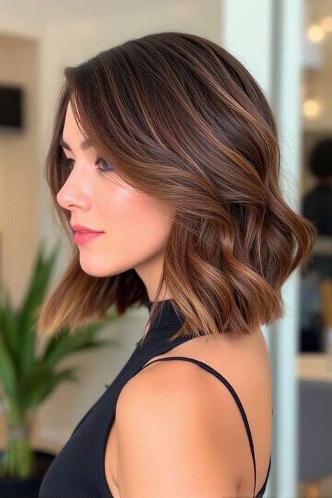 50 Wavy Lob Haircuts for Effortless Glamour : Rich Chestnut Long Bob Waves Wavy Textured Lob Haircut, Long Wavy Bob Haircuts, Lob For Thick Wavy Hair, Bob Waves, Long Wavy Bob, Wavy Lob Haircut, Wavy Bob Long, Lob Haircuts, Lob Styling