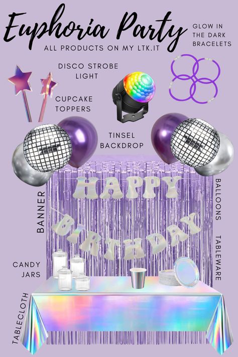 Euphoria 21st Birthday Party, Euphoria Themed Sweet 16 Party, Euphoria 21 Party Ideas, 18th Euphoria Party, 18th Birthday Euphoria Theme, Euphoric Theme Birthday Party, Euphoria Birthday Outfit Ideas, Euforia Theme Party, Euphoric Birthday Party