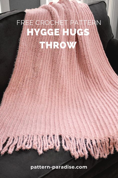 Free Crochet Pattern: Hygge Hugs Throw - Pattern Paradise Hygge Yarn Crochet Patterns Free, Hygge Crochet Blanket, Hygge Crochet Patterns, Hygge Yarn Crochet Patterns, Beginner Crochet Blanket Patterns, Crochet Blanket Stitch Tutorial, Hygge Crochet, Hygge Yarn, Blanket Stitch Tutorial