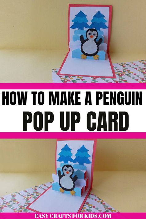 OMG!! I'm totally obsessed over this penguin pop up card for kids. This easy craft for kids is one of the most loved pop up card for kids they want to recreate with you this winter. Easy Pop Up Cards For Kids, Pop Up Art Ideas, Penguin Pop Up Card, Artic Crafts, Pop Up Cards For Kids, Penguin Cards, Easy Craft For Kids, Pop Up Card Templates, Pop Up Art