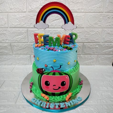 2 tier Cartoon Cakes For Kids, Cakes For Kids, Cocomelon Theme, Tiered Cake Design, 2 Tier Cake, Cartoon Cake, Order Cake, Tier Cake, Tiered Cakes