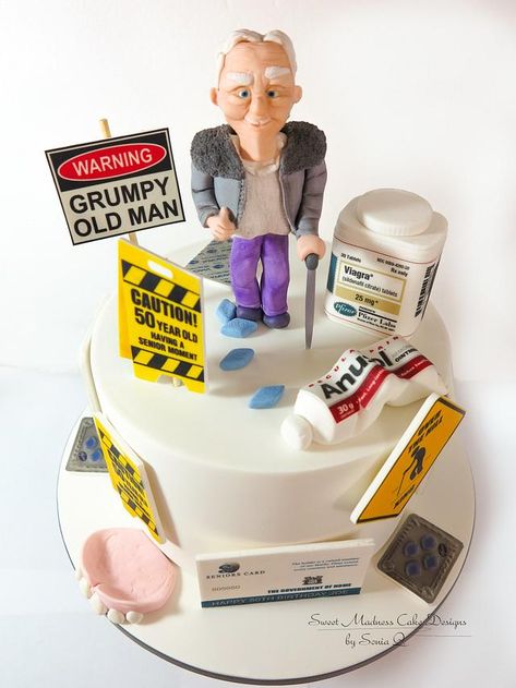 Old Man Birthday Party Ideas, 40th Birthday Survival Kit, Old Man Cake, 60th Birthday Cake For Men, Funny 50th Birthday Cakes, 50th Birthday Cakes For Men, Over The Hill Cakes, 65 Birthday, 50 Cake