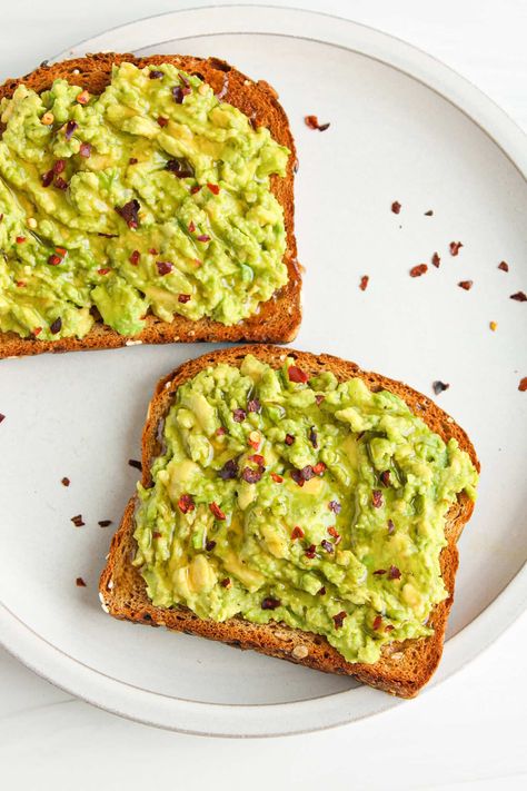 Toast With Honey, Best Avocado Toast, Simple Avocado Toast, Food Guilt, Toast Toppings, Bread Toast, Vanilla Greek Yogurt, Mashed Avocado, Egg Bites