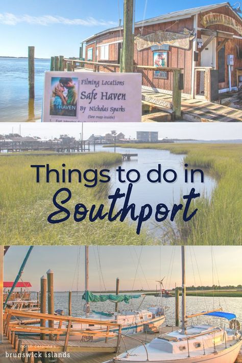 Planning a vacation or visiting Southport, North Carolina? Here are things to do, places to stay and where to eat in Southport. South Port Nc, South Port North Carolina, Holden Beach North Carolina, Southport North Carolina, Oak Island North Carolina, Wilmington Beach, Nc Travel, Homeschool Activity, Nc Beaches