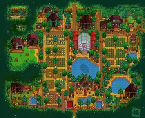 Stardew Valley Forest Farm Layout, Forest Farm Layout, Aesthetic Stardew Valley, Stardew Valley Farm Ideas, Stardew Valley Farm Layout, Farm Layouts, Stardew Farm, Stardew Farms, Stardew Valley Ideas