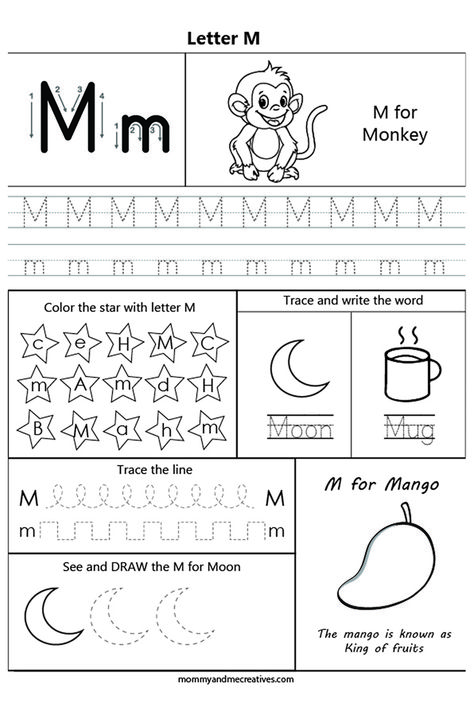 The Letter M Worksheets, Teaching Letter M Preschool, Letter Writing Worksheets Kindergarten, Letter M Kindergarten Activities, Letter M For Preschoolers, Letter M Tracing Worksheet, Letter M Worksheets Kindergarten, Letter M For Preschool, Letter M Activities For Kindergarten