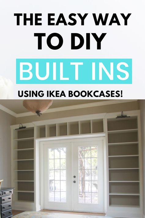 Built In Bookshelves Around Window Office, Bookshelves Around French Doors, Built In Wall Shelves Around Window, Diy Bookcase Wall How To Build, Built In Bookshelves Over Baseboard Heat, Bill Bookcase Built In, Built In Shelves Around Window Office, Built In Bookshelves Around Door, Built In Book Case Ideas