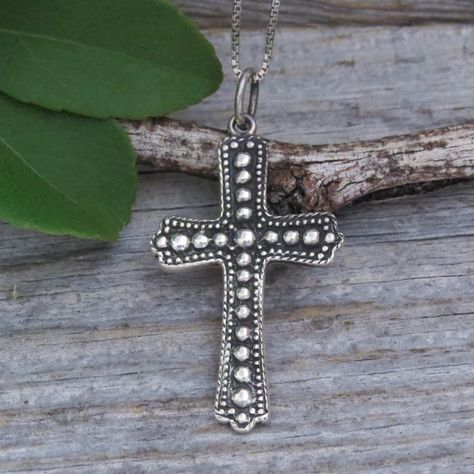 This Sterling Silver Cross Pendant Is Made With Sterling Silver And Embellished With Uniform, Expert Milling And Raised Silver Pearls Drops For An Attractive Cross That Will Display Reverence, Respect And Worship. This Pendant Is Certainly All Of That As Well As A Beautiful Work Of Art! Perfect To Wear Alone Or Layer It With Other Necklaces. *Sterling Silver Chain Is Sold Separately* Sterling Silver, 925 1 1/2 By 1" Wide Brand New 925 Silver Necklace, Jewelry Cross Necklace, Cross Keychain, Cross Jewelry Necklace, Metal Smithing, Sterling Silver Cross Pendant, Silver Cross Pendant, Cross Jewelry, Sterling Silver Cross