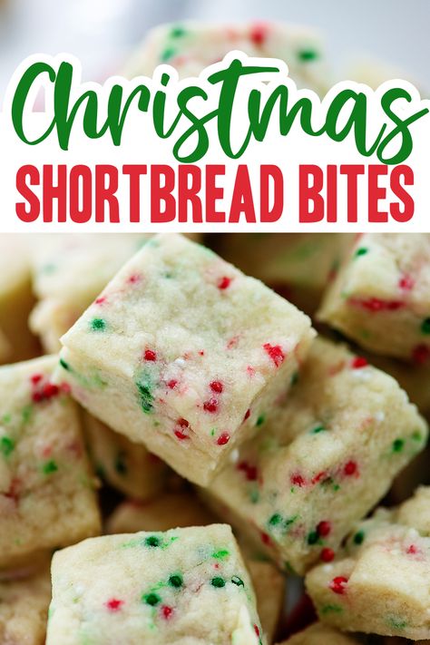 These 5 ingredient Christmas Shortbread Bites are an easy holiday treat in bite-sized squares for optimal snacking! They're perfect for Christmas parties or gifting to friends and family. Christmas Shortbread Bites, Shortbread Bites Recipes, Shortbread Bites, Brined Turkey, Shortbread Cookies Christmas, Easy Holiday Treats, Chocolate Chip Shortbread Cookies, Delicious Christmas Desserts, Recipe Cookies