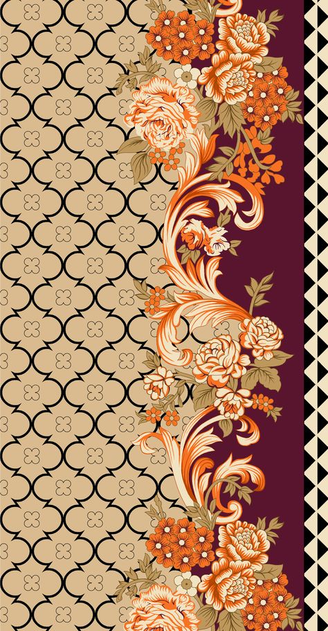 Corel Draw Design, Drawing Floral, Decor Drawing, Baroque Decor, Motif Art Deco, Folk Art Flowers, Textile Prints Design, Paisley Art, Floral Border Design