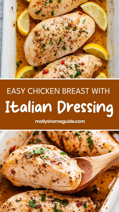 Treat your taste buds to a delightful experience with this succulent recipe featuring chicken breast marinated in zesty Italian dressing. A perfect blend of flavors that is sure to impress even the pickiest eaters at the table. Whether you're cooking for a weeknight dinner or hosting a special gathering, this dish is a guaranteed crowd-pleaser. Easy to prepare, yet so full of flavor, it's simply irresistible! Chicken With Zesty Italian Dressing, Italian Dressing Recipe Chicken, Baked Chicken With Italian Dressing, Chicken Recipes With Italian Dressing, Italian Dressing Chicken Recipes, Easy Italian Chicken Recipes, Chicken In Italian Dressing, Chicken With Italian Dressing, Chicken Italian Dressing