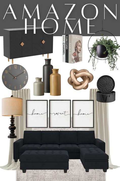 mob wife chic living room decor - shop the look Black Gold Living Room, Modern Farmhouse Gallery Wall, Grey And Gold Bedroom, Black And Gold Living Room, Rustic Gallery Wall, Pinterest Living Room, Boho Dorm Room, Living Room Wall Designs, Gold Living