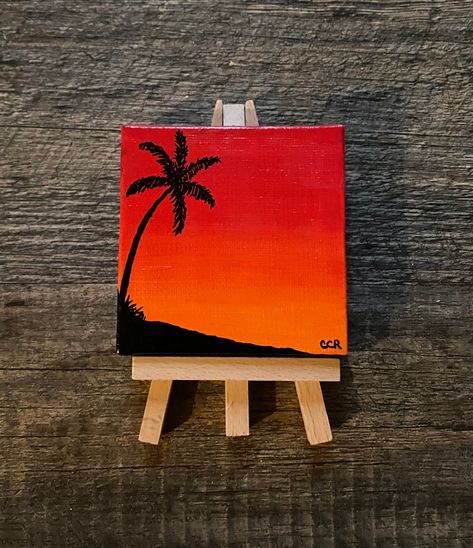 Sunset Palm Sunset Background Painting Easy, Orange Colour Mixing, Mini Sunset Painting Easy, Drawing Sunset Easy, Posters To Draw For Room Easy, Sunset Painting Ideas Easy, Easy Scenic Paintings, Thank You Painting, Painting Ideas On Canvas Orange