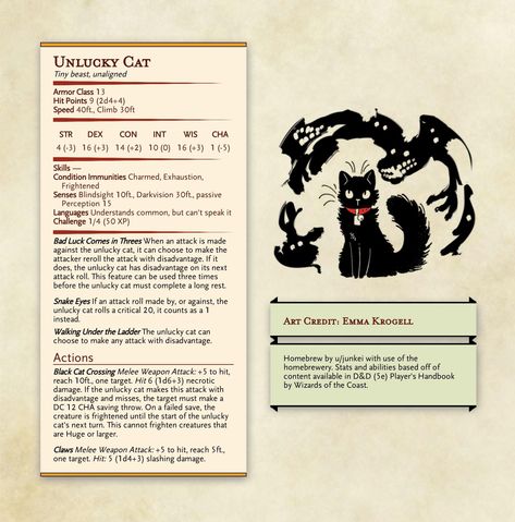 Dnd 5e Homebrew Pets, Dnd Pet Ideas, Dnd Cat Familiar, Cute Dnd Pets, Dnd 5e Pets, Dnd Race Ideas, Bad Dnd Character Ideas, D&d Pets, Cat Dnd Character