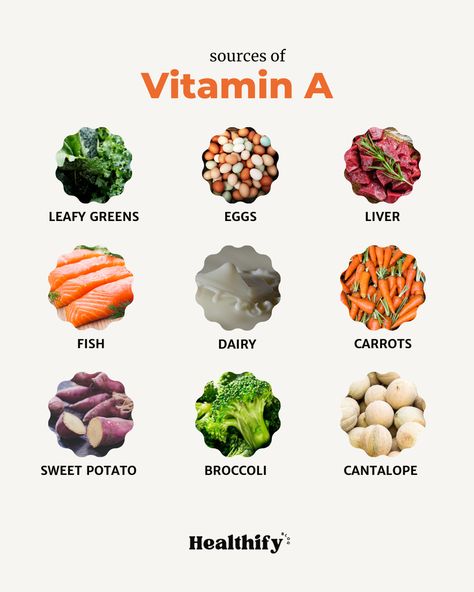 Vitamin A is essential for a strong immune system and good vision. Find it in foods like carrots, leafy greens, and fish. Add these to your meals to give your body the nutrients it needs to thrive!⁠ ⁠ 👉 Love learning about nutrition? Like and share this post, and follow @healthify.blog for more tips on healthy living!⁠ ⁠ ⁠ ⁠ ⁠ #VitaminA #ImmuneBoost #HealthyEating #WellnessJourney #Healthify Foods With Vitamin A, Foods With Vitamin C, Vitamin E Food, Sources Of Vitamin D, Good Vitamins For Women, Skincare Content, Vitamin C Foods, Vitamin A Foods, Strong Immune System