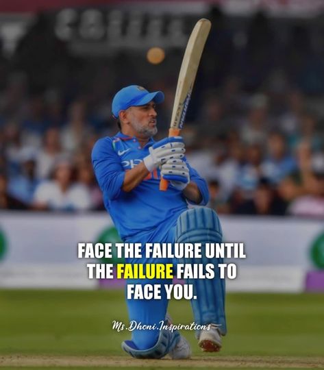 Defeat Your Failure 🔥🔴 -- Quote Series X [@ms.dhoni.inspirations]🌈 -- Follow us for more daily content 👉 @ms.dhoni.inspirations 👈 -- Turn… Ms Dhoni Quotes, Ms Dhoni Hd Wallpaper, Dhoni Hd Wallpaper, Team Motivational Quotes, Cricket India, Dhoni Quotes, Cricket Quotes, Funny Cartoon Memes, Dhoni Photos