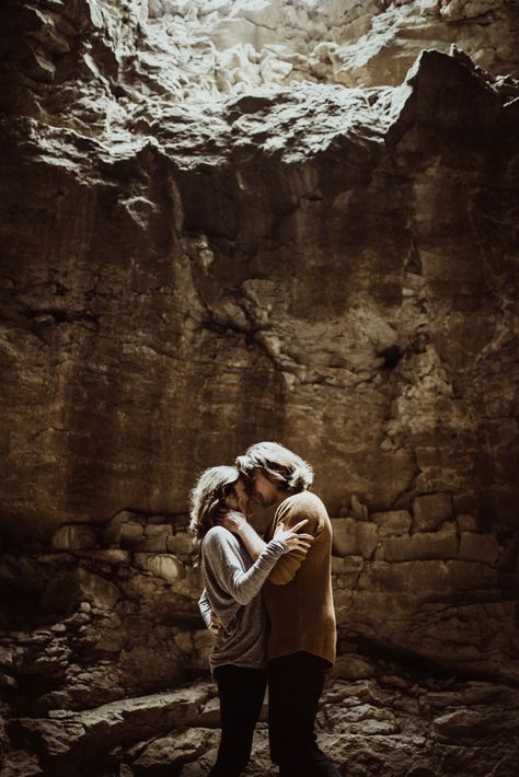 adventurous engagement photos in a cave - creative engagement session - couple portraits - St. Louis Wedding Photographer - The Rowlands Photography and Filmmaking - unique St. Louis photography locations Cave Couple Photoshoot, Cave Engagement Photos, Fun Couple Photoshoot Creative Unique, Cave Photoshoot, St Louis Photography, Cave Exploring, Shooting Couple, St Louis Wedding, Wedding Photo Booth