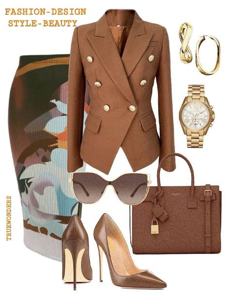 Classic Style Outfits, Brown Tote Bag, Stylish Work Attire, Work Skirts, Classy Work Outfits, Over 50 Womens Fashion, Fashion Styling, Closet Fashion, Best Brands