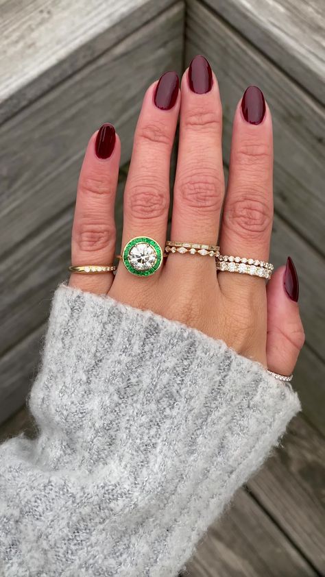 If you want old world charm with touches of deep green throughout the design - something fit for royalty - then you have found it in our Andora. We sourced a gorgeous 2.50ct brilliant round diamond for the center and sprinkled green emeralds that were custom cut to fit each and every nook and cranny of this beautiful halo ring. Approx Band Width (mm): 1.80mm Setting Diamond Quality (side stones): Colorless and VS clarity Approx Setting Total Carat Weight (side stones): 0.45 tcw Approx Production Time: 3-6 months Setting only cost below: 14k Rose, White, or Yellow Gold setting $9,850 18k Rose, White, or Yellow Gold setting $10,100 Platinum setting $10,350 Diamond With Emerald Halo, Six Stone Diamond Ring, Round Diamond With Halo, Engagement Ring 2024, Low Setting Engagement Ring, Diamond And Emerald Engagement Ring, Round Emerald Ring, Engagement Ring Trends, Emerald Engagement Ring Green