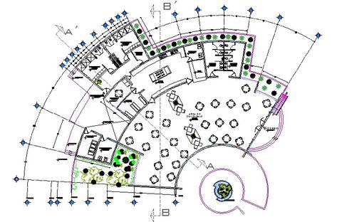 Restaurant club plan detail dwg file - Cadbull Curved Restaurant Plan, Restaurant Plan With Dimensions, Small Restaurant Plan, Food Court Plan, Restaurant Plan Design, Restaurant Plan Architecture, Cafe Layout Plan, Restaurant Design Plan, Architect Data