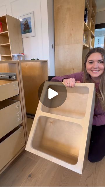 Under Sink Recycling Bins, How To Build A Trash Can Cabinet, Garbage Can Under Kitchen Sink, Diy Garbage Can Cabinet, Under Sink Drawer Kitchen, Garbage Storage Kitchen, Diy Kitchen Drawers, Garbage In Kitchen, Build In Cupboards